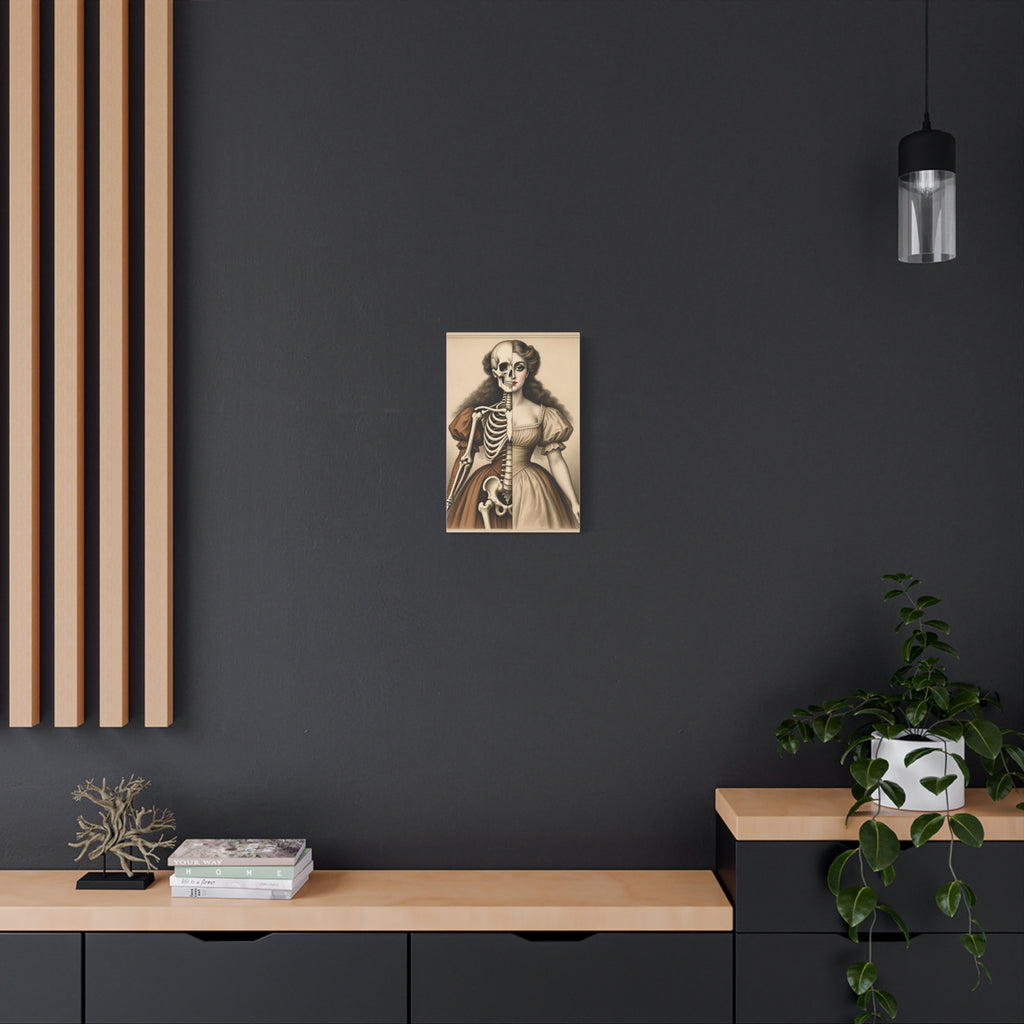Seraphine: Antique Anatomy - Victorian Half-Skeleton Portrait Canvas