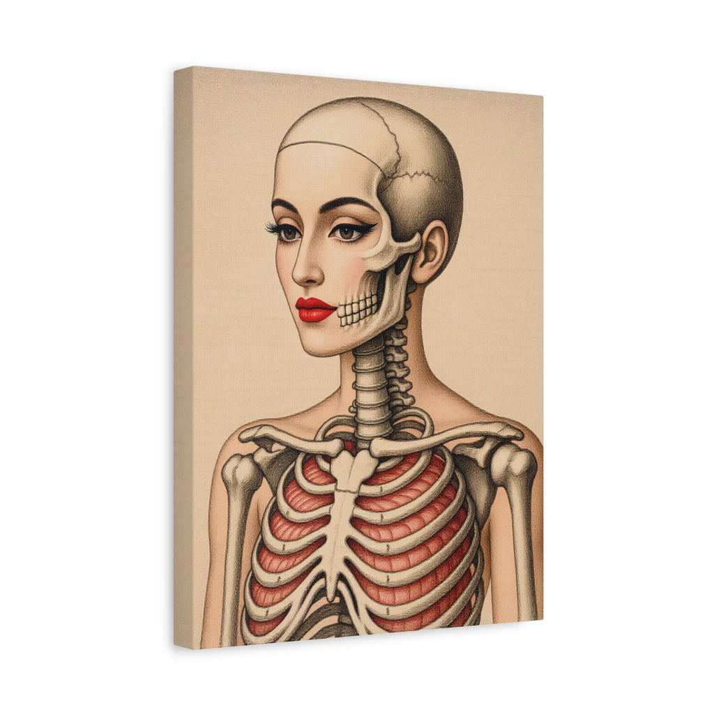 Saundara - Antique Anatomical Lady Portrait Canvas – Vintage Medical Art Stretched Print