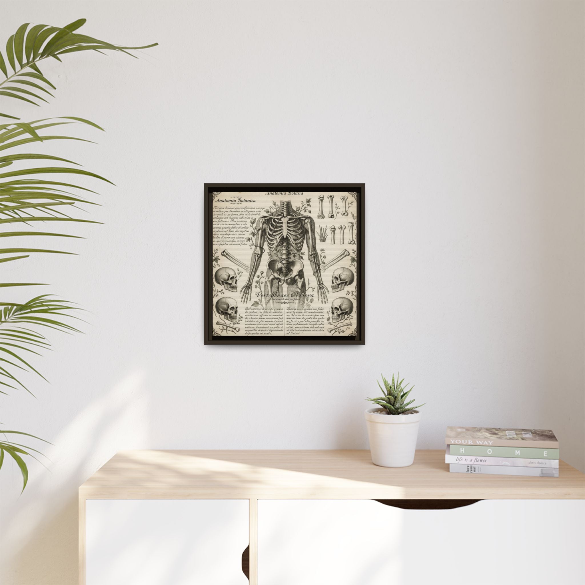 Dark academic anatomy goth skeletal study gallery art Matte Canvas, Framed (Multi-color)