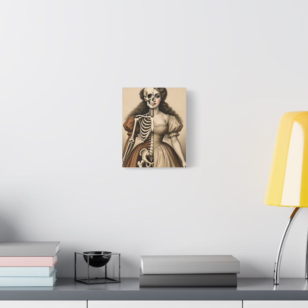 Seraphine: Antique Anatomy - Victorian Half-Skeleton Portrait Canvas