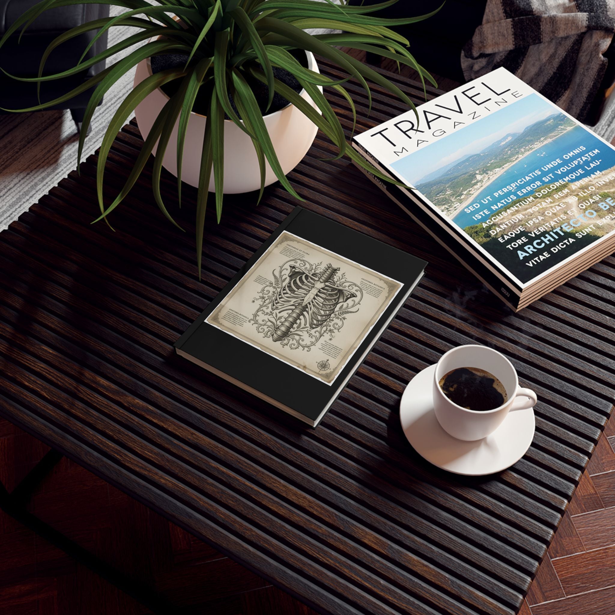 The Anatomist's Journal — Dark Academic Hardcover | Botanical Ribcage Study Notebook