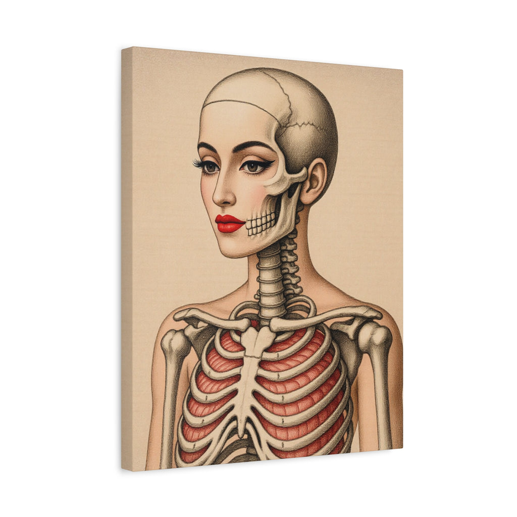 Saundara - Antique Anatomical Lady Portrait Canvas – Vintage Medical Art Stretched Print