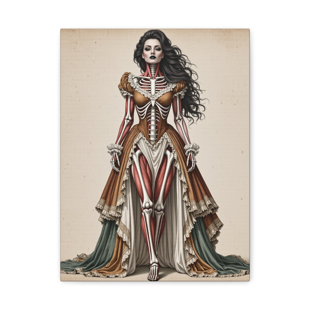 Daphne - Antique Anatomical Victorian Lady Canvas Print — Gothic Skeleton Art Wall Decor