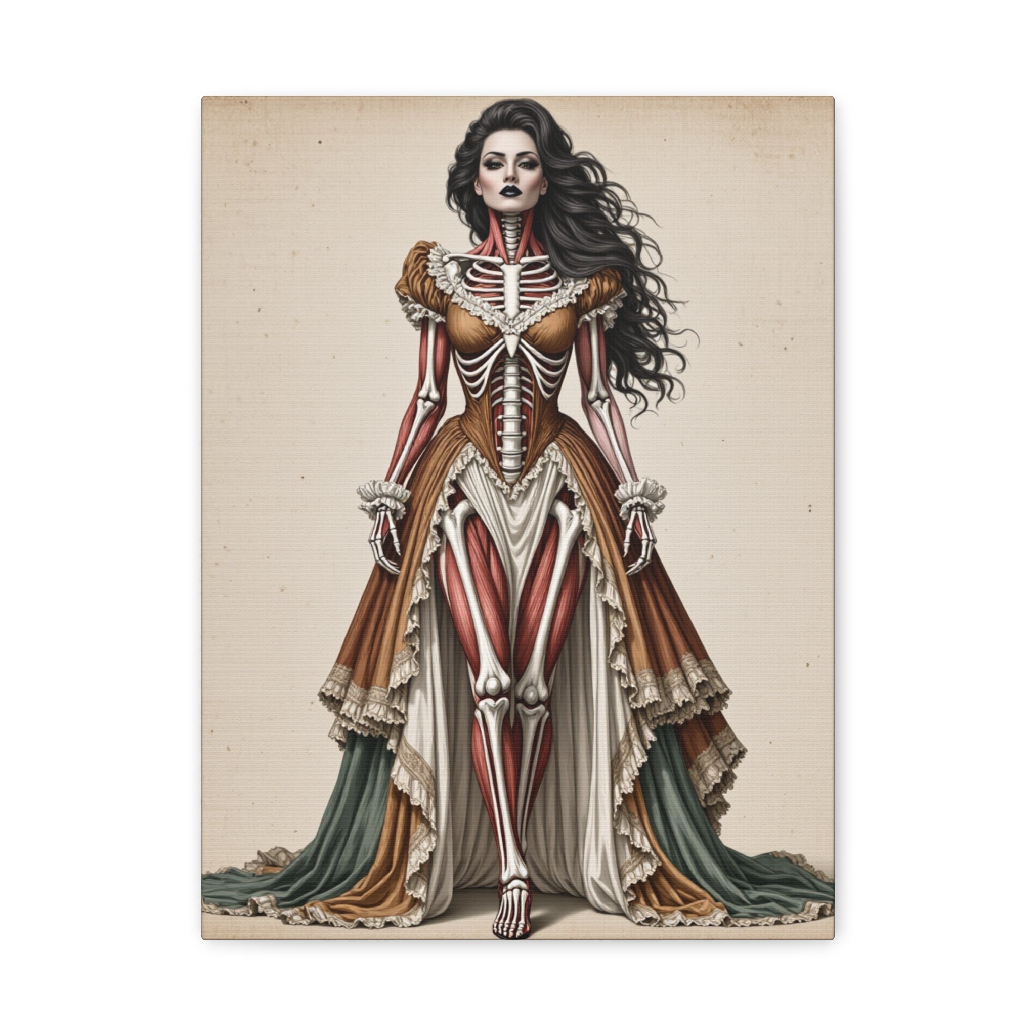 Daphne - Antique Anatomical Victorian Lady Canvas Print — Gothic Skeleton Art Wall Decor