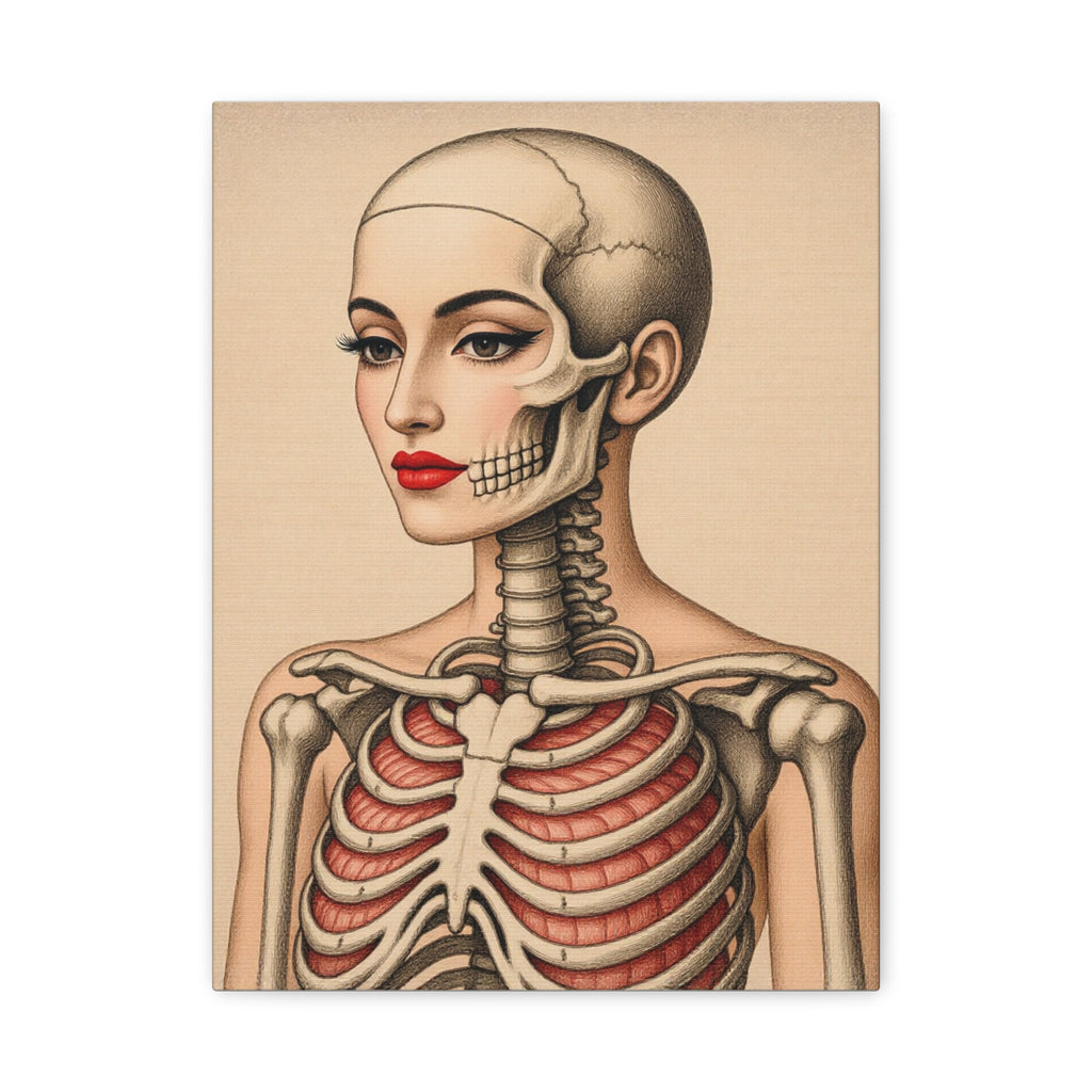 Saundara - Antique Anatomical Lady Portrait Canvas – Vintage Medical Art Stretched Print