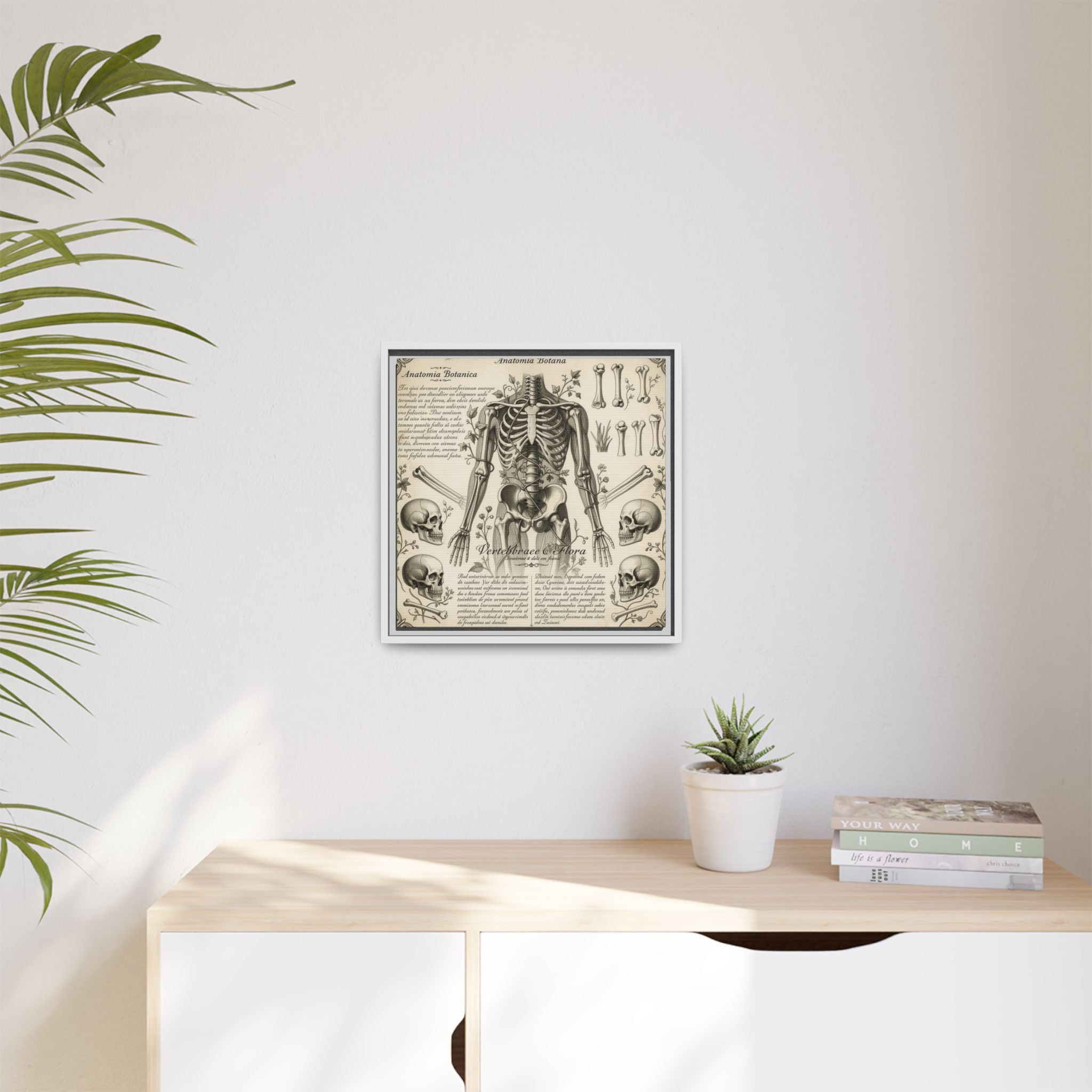 Dark academic anatomy goth skeletal study gallery art Matte Canvas, Framed (Multi-color)