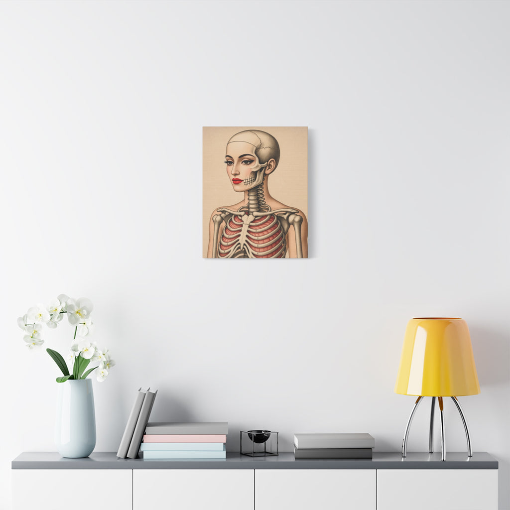 Saundara - Antique Anatomical Lady Portrait Canvas – Vintage Medical Art Stretched Print