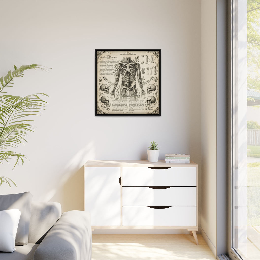 Dark academic anatomy goth skeletal study gallery art Matte Canvas, Framed (Multi-color)