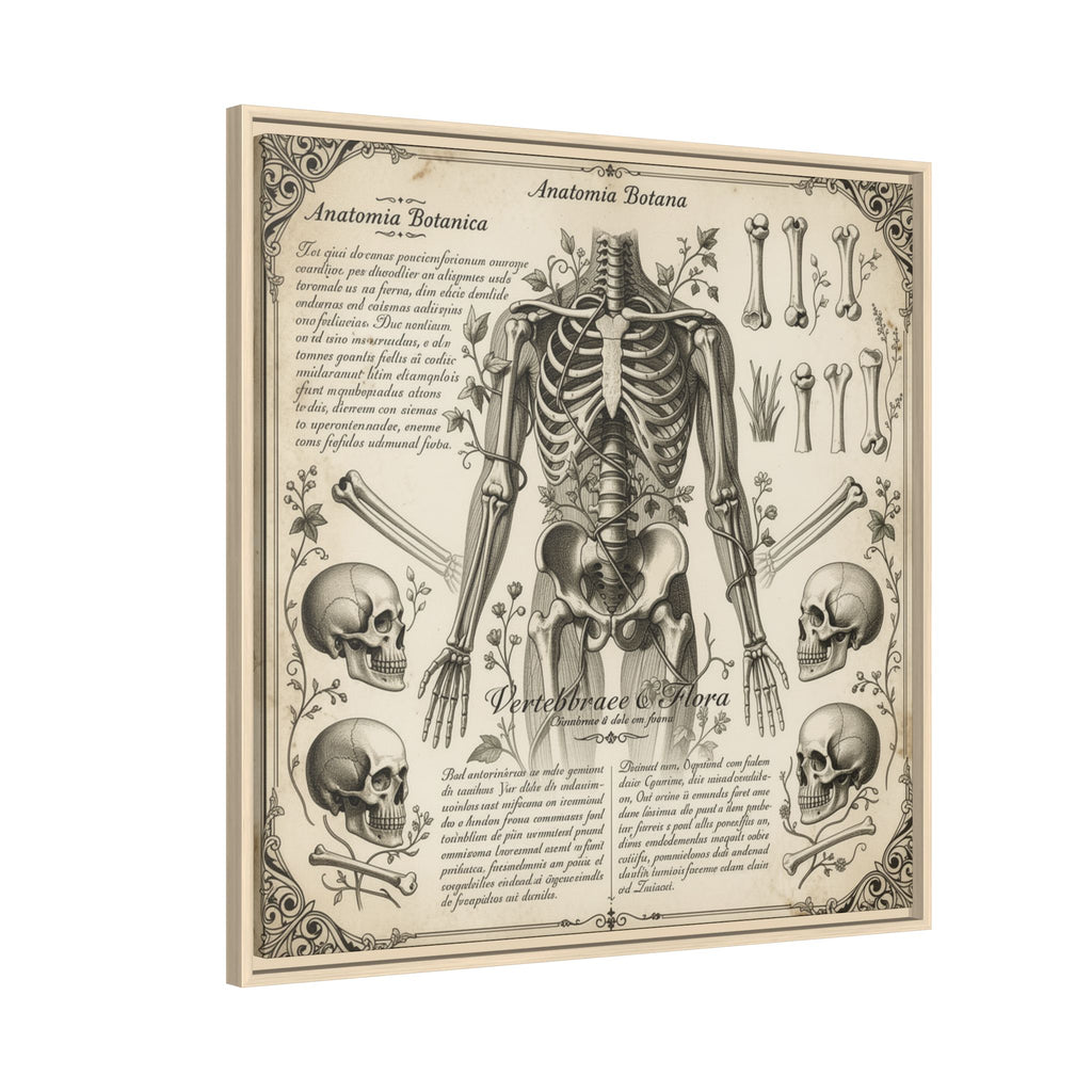 Dark academic anatomy goth skeletal study gallery art Matte Canvas, Framed (Multi-color)