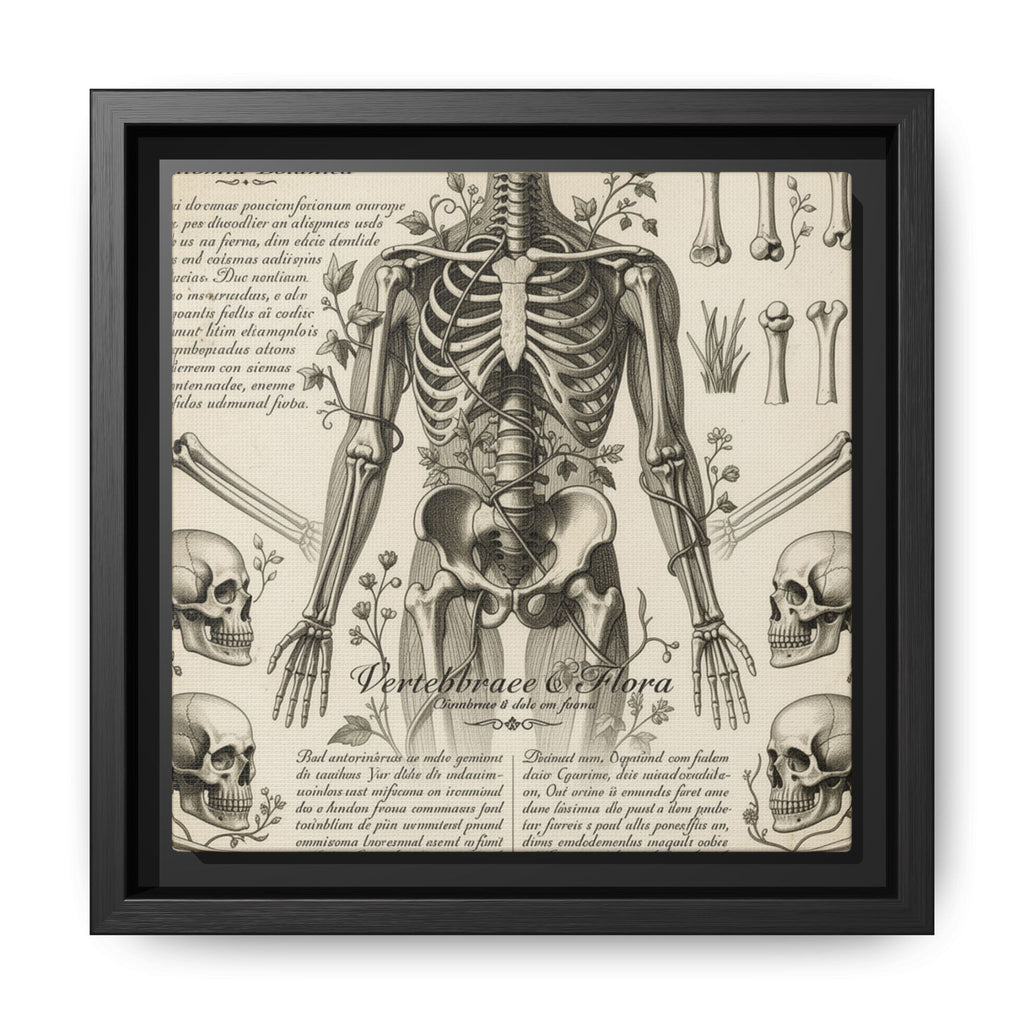 Dark academic anatomy goth skeletal study gallery art Matte Canvas, Framed (Multi-color)