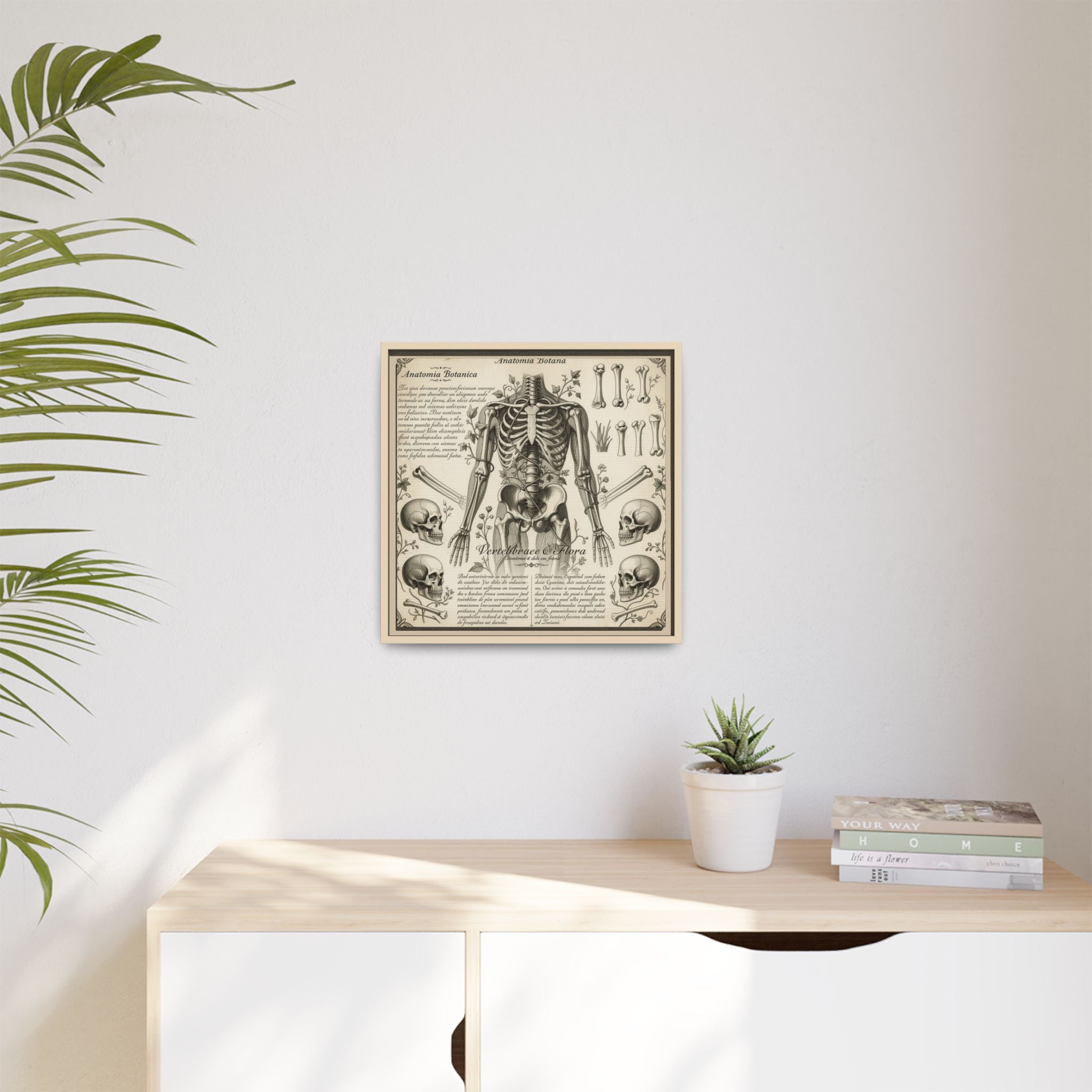 Dark academic anatomy goth skeletal study gallery art Matte Canvas, Framed (Multi-color)