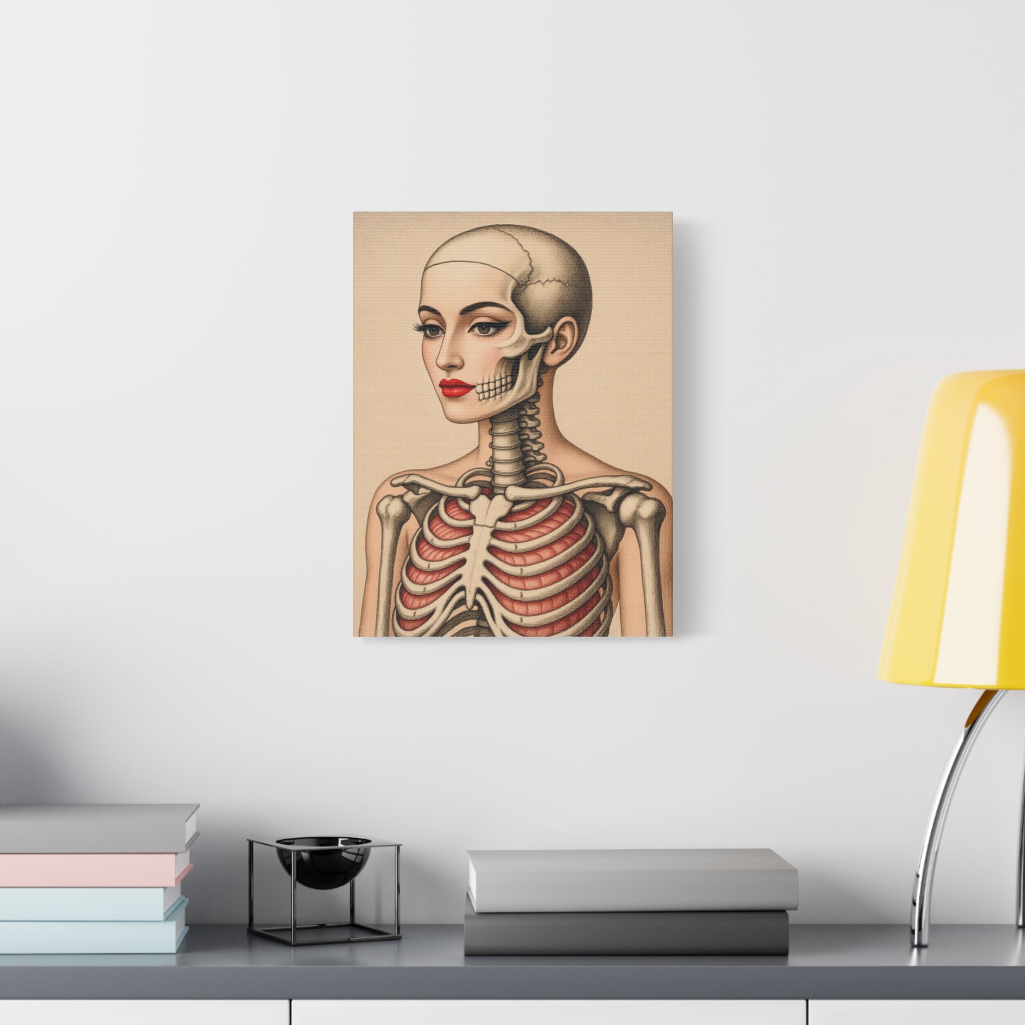 Saundara - Antique Anatomical Lady Portrait Canvas – Vintage Medical Art Stretched Print