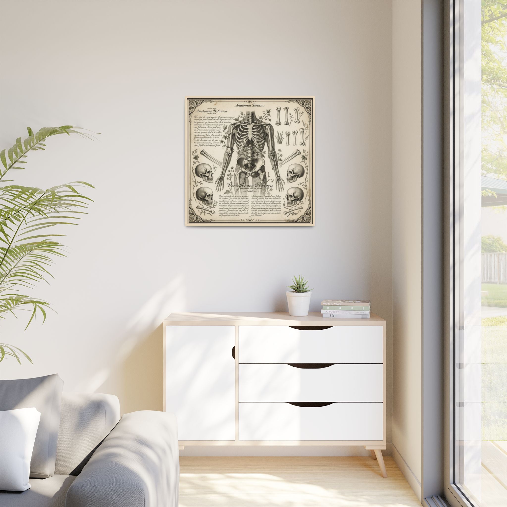 Dark academic anatomy goth skeletal study gallery art Matte Canvas, Framed (Multi-color)